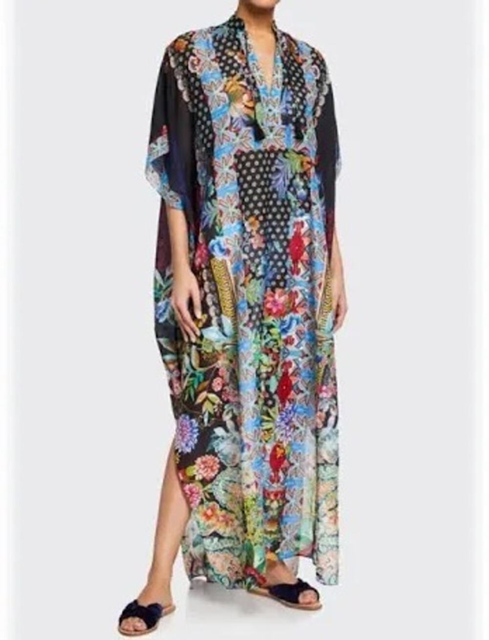 Johnny Was Dreamer Cotton Silk Long Kaftan Oversized S NWOT Resort Vacation